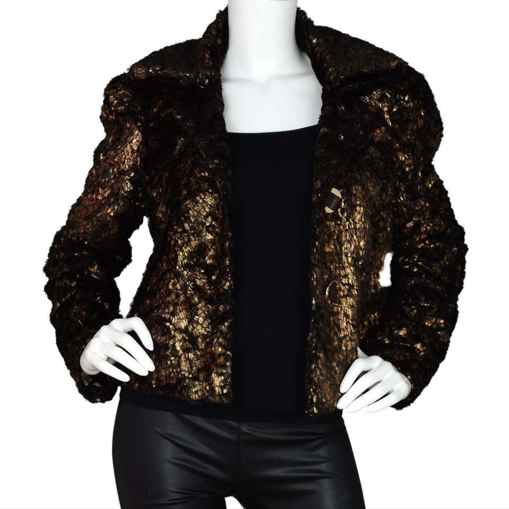 Bronze Metallic Fur Coat - Leifsdottir Anthropologie